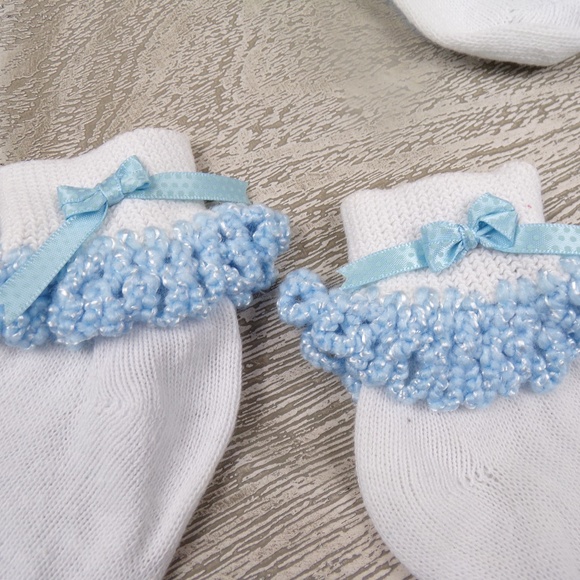 Set of 2 Crochet Trimmed Socks Blue & Brown - Picture 2 of 5